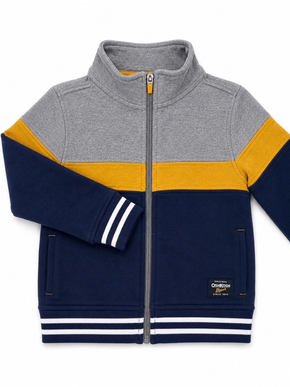 OshKosh B'gosh Gray, Navy & Yellow Colorblock Zip Hoodie